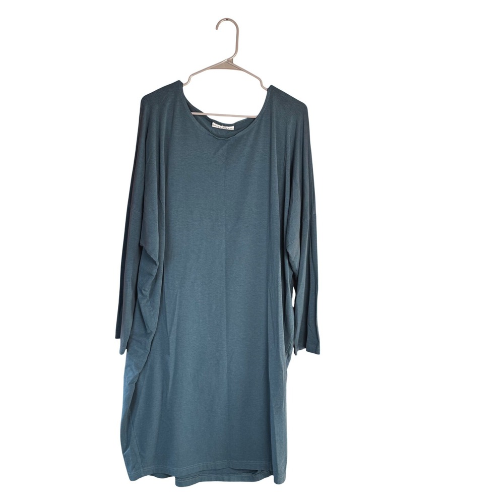 Bryn Walker Tunic Dress XL Teal Bamboo Organic Cotton USA Lagenlook Minimalist